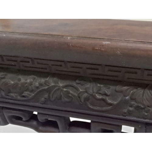 2005 - A LATE 19TH CENTURY CHINESE ROSEWOOD FRAMED OPIUM/COFFEE TABLE with rectangular marble inset top ove... 