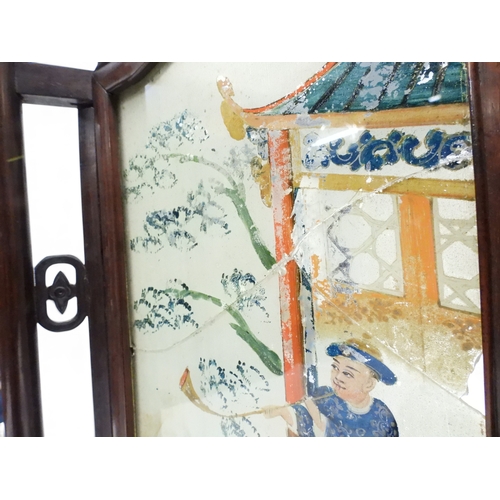 2006 - A LATE 19TH CENTURY CHINESE HARDWOOD FRAMED HEXAGONAL GLAZED LANTERNwith carved pierced frameworks a... 