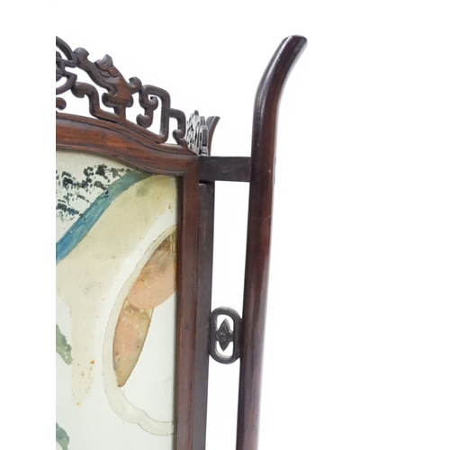 2006 - A LATE 19TH CENTURY CHINESE HARDWOOD FRAMED HEXAGONAL GLAZED LANTERNwith carved pierced frameworks a... 