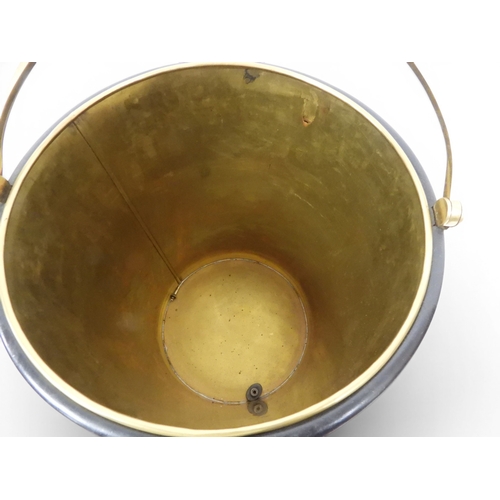 2017 - A LARGE REPRODUCTION GEORGIAN IRISH STYLE BRASS BOUND PEAT BUCKETwith brass swing handle and removab... 