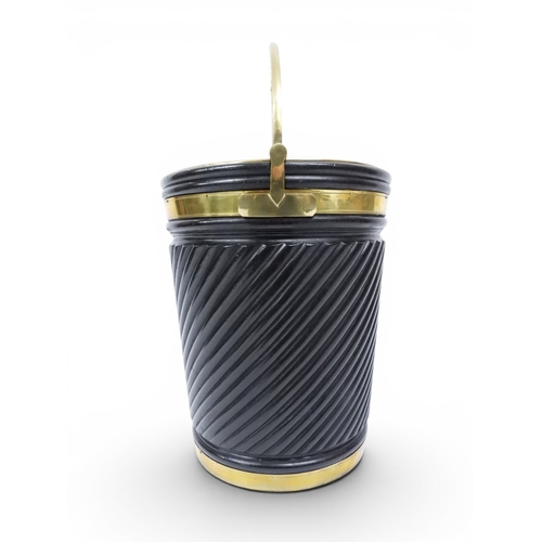 2017 - A LARGE REPRODUCTION GEORGIAN IRISH STYLE BRASS BOUND PEAT BUCKETwith brass swing handle and removab... 