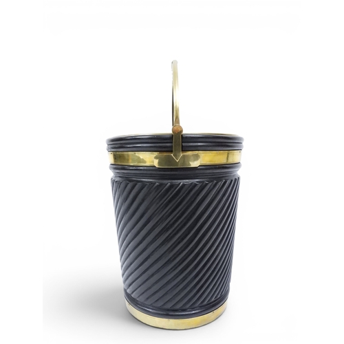2017 - A LARGE REPRODUCTION GEORGIAN IRISH STYLE BRASS BOUND PEAT BUCKETwith brass swing handle and removab... 