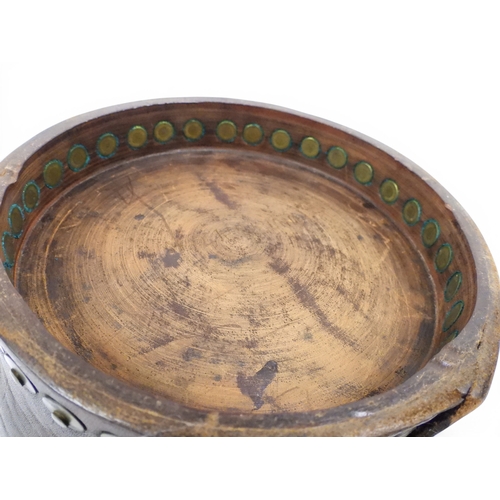 2018 - A 20TH CENTURY REPRODUCTION OF AN EARLY 19TH CENTURY LEATHER FIRE BUCKETwith brass rivetted body emb... 