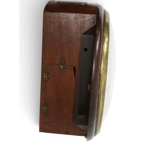2019 - A 19TH CENTURY MAHOGANY CASED HICK, YORK FUSEE STATION STYLE WALL CLOCK with white painted dial bear... 