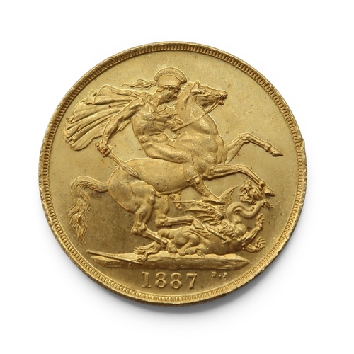 5001 - Victoria (1837-1901) Two Pounds 1887ObverseCrowned and veiled bust ('Jubilee Head') of Queen Victori... 