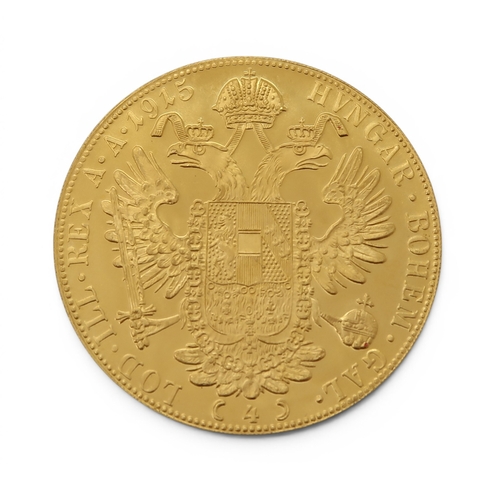 5002 - FRANCIS JOSEPH I (1848-1916) 4 DUCATS 1915ObverseFranz Joseph I facing right legend around FRANC·IOS... 