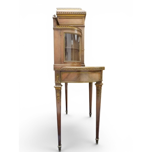 2015 - A 20TH CENTURY ORMOLU MOUNTED WALNUT VENEERED LOUIS XVI STYLE LADIES WRITING DESK with pierced galle... 