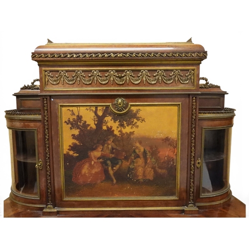 2015 - A 20TH CENTURY ORMOLU MOUNTED WALNUT VENEERED LOUIS XVI STYLE LADIES WRITING DESK with pierced galle... 