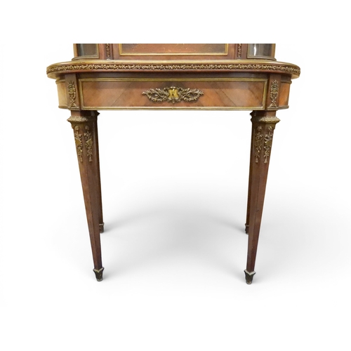 2015 - A 20TH CENTURY ORMOLU MOUNTED WALNUT VENEERED LOUIS XVI STYLE LADIES WRITING DESK with pierced galle... 