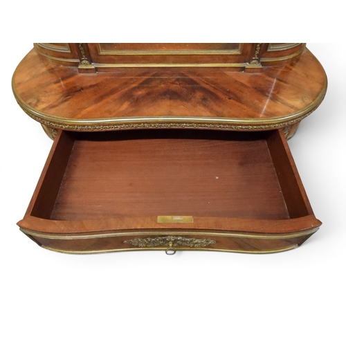 2015 - A 20TH CENTURY ORMOLU MOUNTED WALNUT VENEERED LOUIS XVI STYLE LADIES WRITING DESK with pierced galle... 
