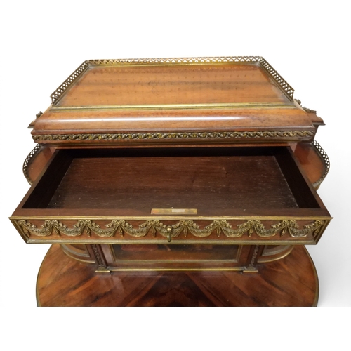 2015 - A 20TH CENTURY ORMOLU MOUNTED WALNUT VENEERED LOUIS XVI STYLE LADIES WRITING DESK with pierced galle... 