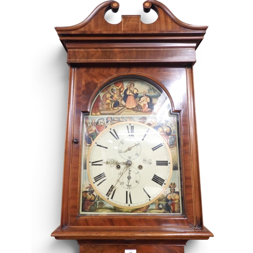 19 - A 19th century James Smith, Irvine mahogany and satinwood inlaid cased longcase clock with painted a... 