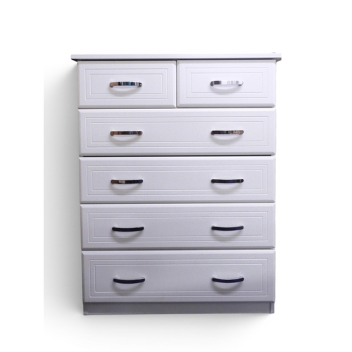 29 - A large contemporary white painted chest of drawers with two short over four long drawers on plinth ... 