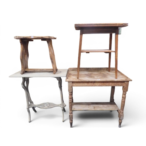 37 - A lot comprising a late Victorian pine two tier wash stand on turned supports, 76cm high x 81cm wide... 