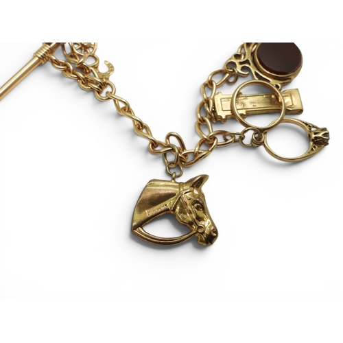 701 - A 9ct gold charm bracelet to include a 9ct Bonzo Dog charm, a horses head and a further 6 9ct charms... 