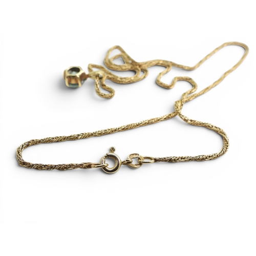 714 - A 9ct gold blue zircon pendant made by Cropp & Farr, together with a 46cm, 9ct gold fancy rope c... 