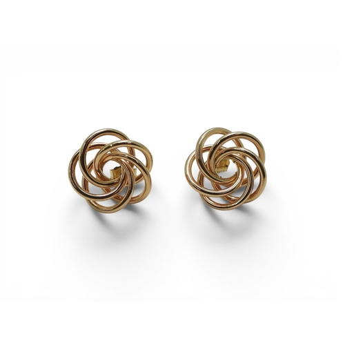 741 - A 9ct gold cameo brooch, together with a pair of 9ct gold knot earrings 10.6gms