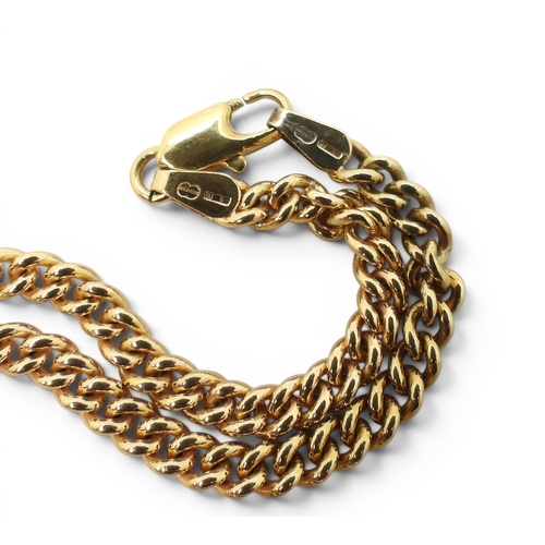 745 - A 9ct gold Italian made UnoAErre 40cm curb chain, weight 14.6gms, together with a 14k gold green har... 