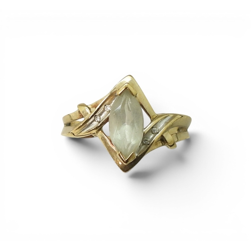 751 - A 9ct gold diamond accent and green amethyst ring, size N1/2, together with a similar pendant on a 4... 