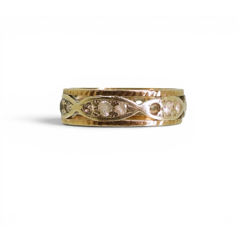 757 - A 9ct gold clear gem set eternity ring, size M, weight 2.8gms