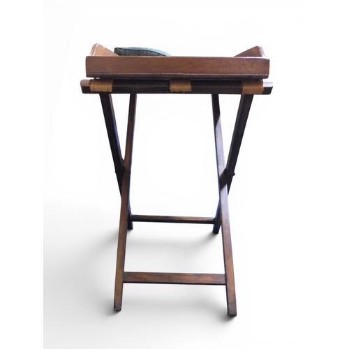 2045A - A 19TH CENTURY MAHOGANY BUTLERS TRAY ON STAND&nbsp;rectangular tray with shaped gallery with pierced... 