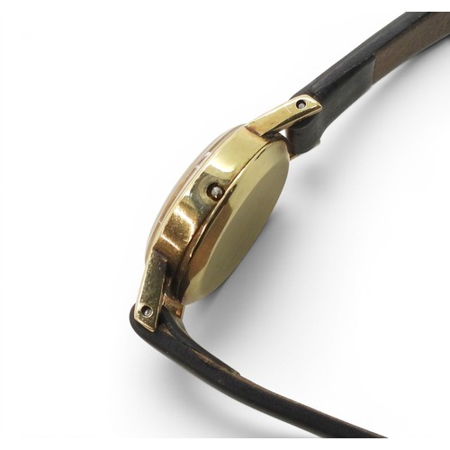 726 - A 9ct gold Omega ladies watch, weight including strap and mechanism 10.7gms