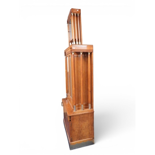 2010A - AN IMPRESSIVE EARLY 20TH CENTURY CONTINENTAL BLONDE OAK ARTS & CRAFTS DISPLAY CABINETsurmounted ... 
