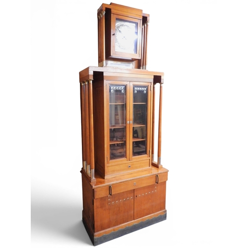 2010A - AN IMPRESSIVE EARLY 20TH CENTURY CONTINENTAL BLONDE OAK ARTS & CRAFTS DISPLAY CABINETsurmounted ... 