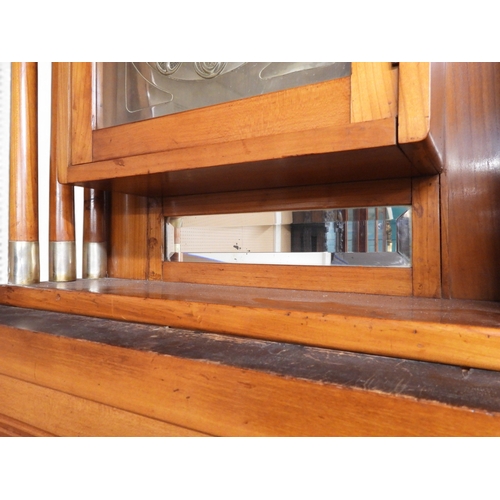 2010A - AN IMPRESSIVE EARLY 20TH CENTURY CONTINENTAL BLONDE OAK ARTS & CRAFTS DISPLAY CABINETsurmounted ... 