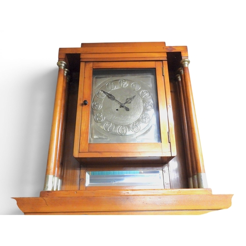 2010A - AN IMPRESSIVE EARLY 20TH CENTURY CONTINENTAL BLONDE OAK ARTS & CRAFTS DISPLAY CABINETsurmounted ... 