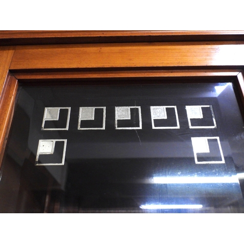 2010A - AN IMPRESSIVE EARLY 20TH CENTURY CONTINENTAL BLONDE OAK ARTS & CRAFTS DISPLAY CABINETsurmounted ... 