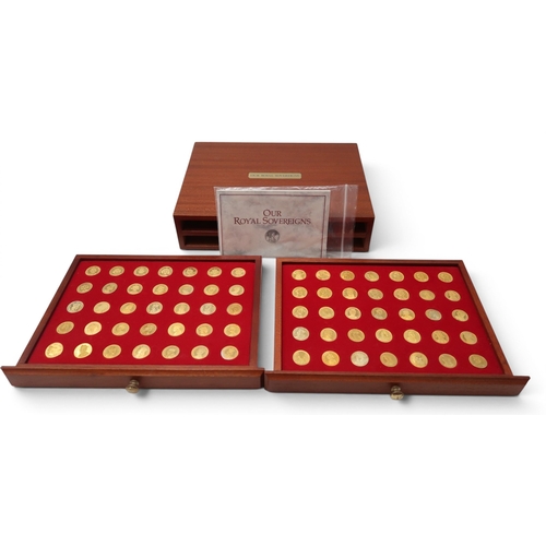 Our Royal Sovereigns a collection of seventy silver gilt  medals portraying the complete line of monarchs from Offa to Elizabeth II, cased with information booklet
