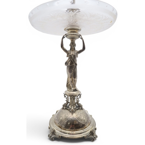 2406 - A VICTORIAN SILVER CUT GLASS EPERGNEpossibly by Alexander Crichton, London 1875,  in the neo-classic... 