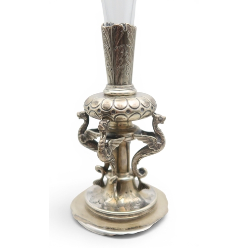 2406 - A VICTORIAN SILVER CUT GLASS EPERGNEpossibly by Alexander Crichton, London 1875,  in the neo-classic... 