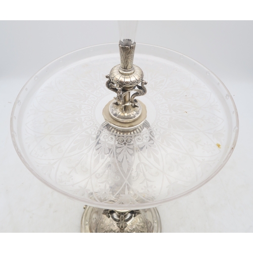 2406 - A VICTORIAN SILVER CUT GLASS EPERGNEpossibly by Alexander Crichton, London 1875,  in the neo-classic... 
