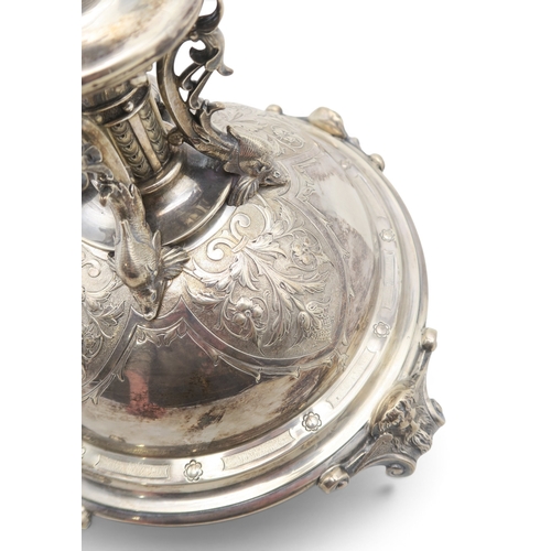 2406 - A VICTORIAN SILVER CUT GLASS EPERGNEpossibly by Alexander Crichton, London 1875,  in the neo-classic... 