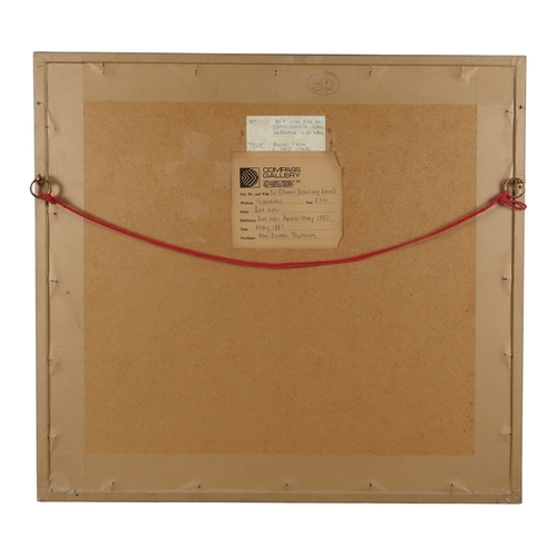 2944 - BET LOW RSA RSW RGI (SCOTTISH 1924-2007)RHUM FROM LAIG SANDS (1983)Gouache and watercolour on brown ... 