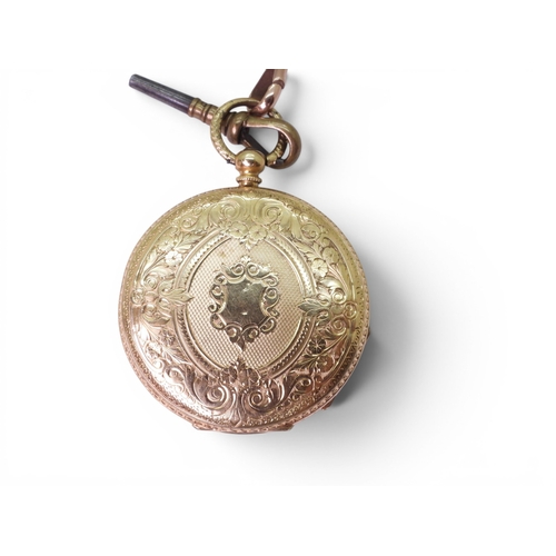 710 - A K18 open face fob watch diameter of the case 4cm, (inner dust cover metal), weight including mecha... 