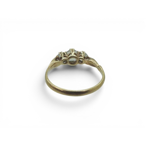 712 - A 9ct gold three clear gem ring, size N1/2, together with a 9ct gold opal mosaic pendant, weight tog... 