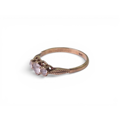 712 - A 9ct gold three clear gem ring, size N1/2, together with a 9ct gold opal mosaic pendant, weight tog... 