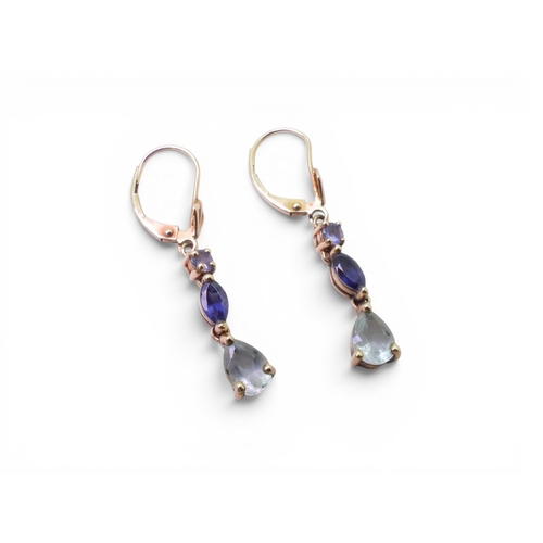 721 - Two and a half pairs of 9ct gold gem set earrings, weight all together 3.8gms