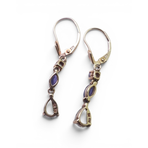 721 - Two and a half pairs of 9ct gold gem set earrings, weight all together 3.8gms