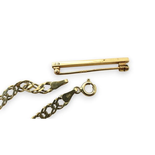 727 - A 9ct gold 45cm chain with a 9ct locket, further items stamped 9ct 46cm, chain, a fancy curb link br... 