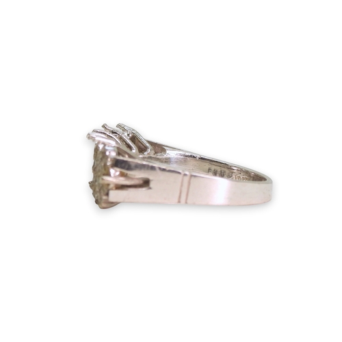 756 - A white metal ring mount stamped 18ct, size O1/2, weight 6.8gms