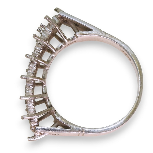 756 - A white metal ring mount stamped 18ct, size O1/2, weight 6.8gms