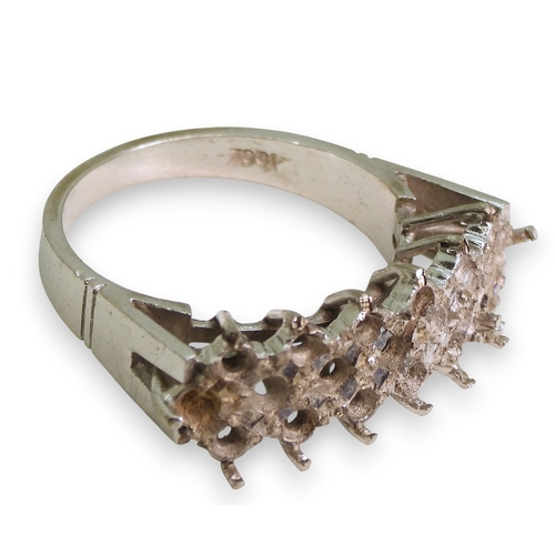 756 - A white metal ring mount stamped 18ct, size O1/2, weight 6.8gms