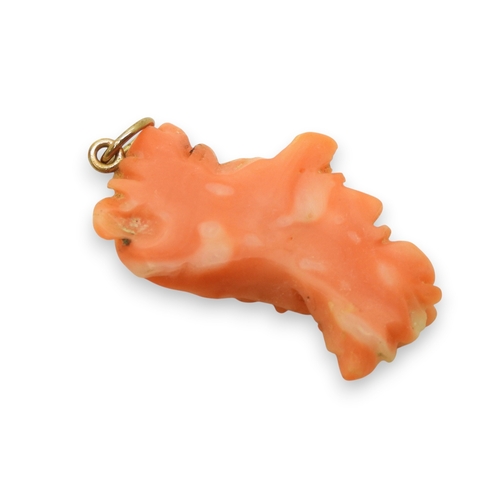 758 - A yellow metal mounted flower carved coral pendant, length 3.4cmSold on behalf of Strathcarron Hospi... 