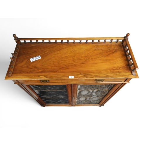 12 - A late 19th century walnut two door bookcase with gallery top (def pieces retained with lot) over lo... 