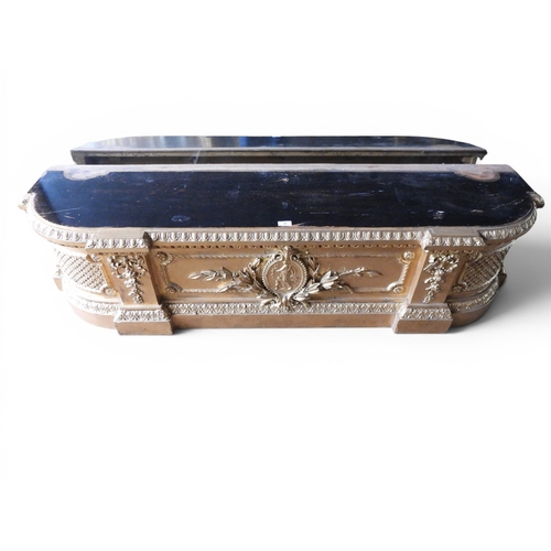 30 - An exceedingly large 19th century giltwood framed wall mirror with moulded column frame capped with ... 