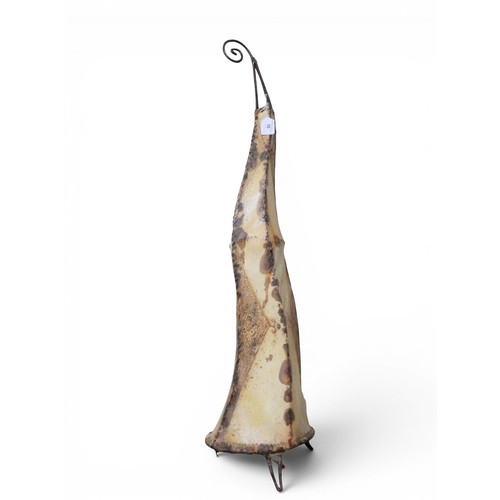 58 - A 20th century modernist cowhide and steel modernist table lamp, 98cm high&nbsp;